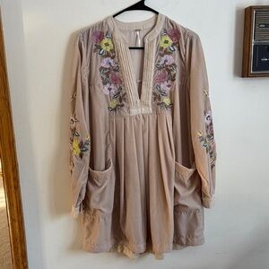 Free People Cream velvety dress